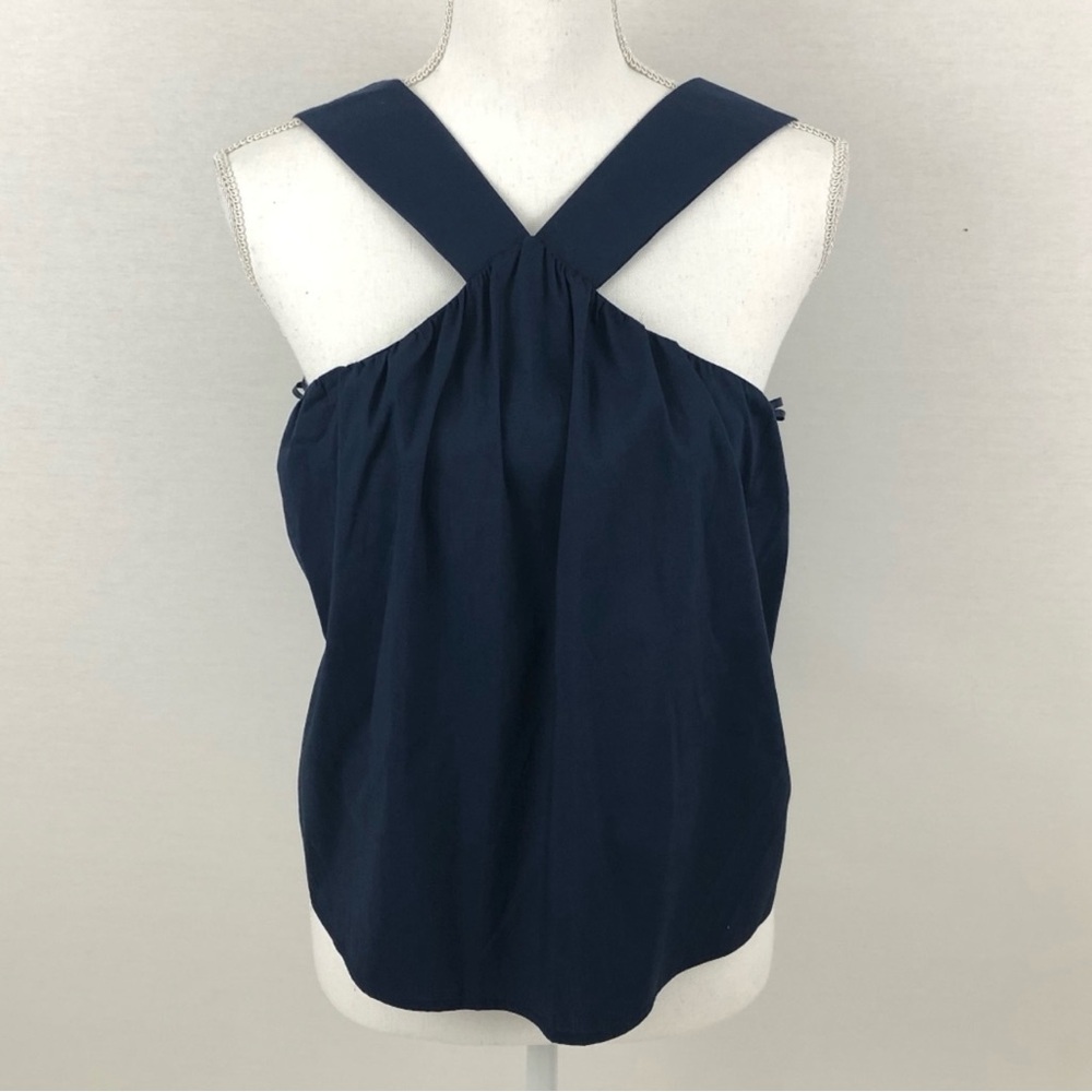 NSR Criss Cross High Neck Tank Top (Navy Blue) - Medium
